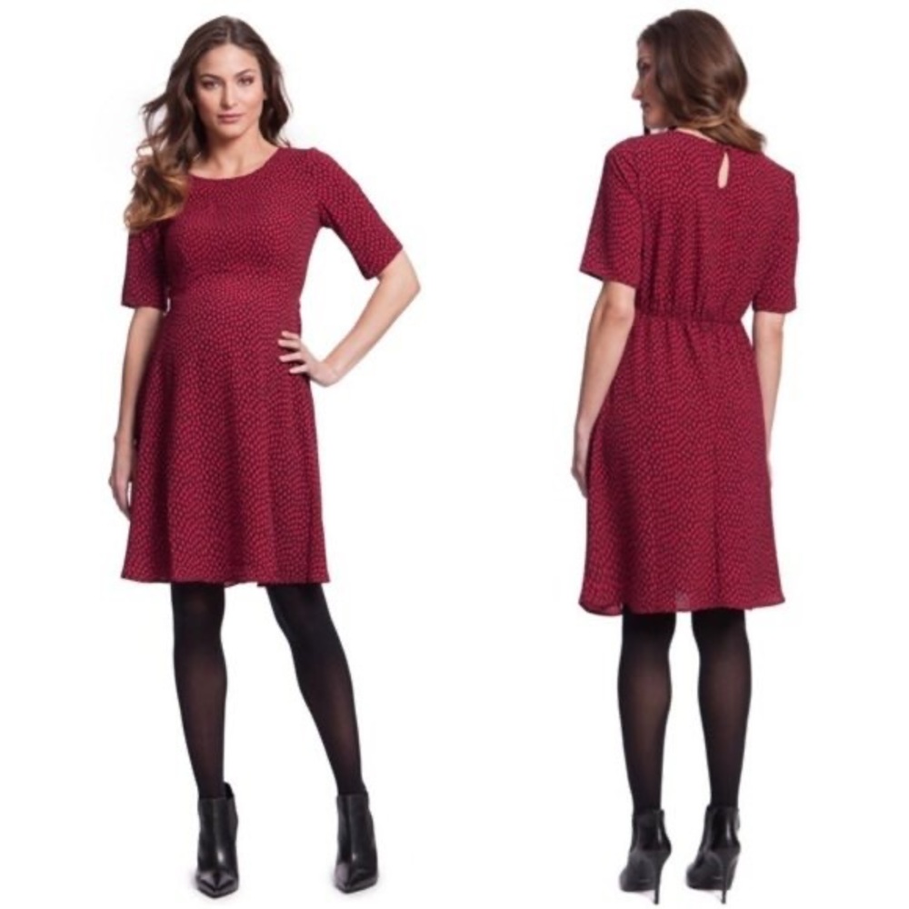 Seraphine Maternity Red Dress Cerise Dot